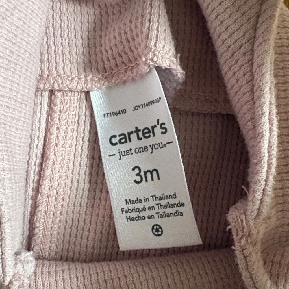 Carter's 0-3 Month Light Pink Ruffled Overalls & Long Sleeve Cherry Top